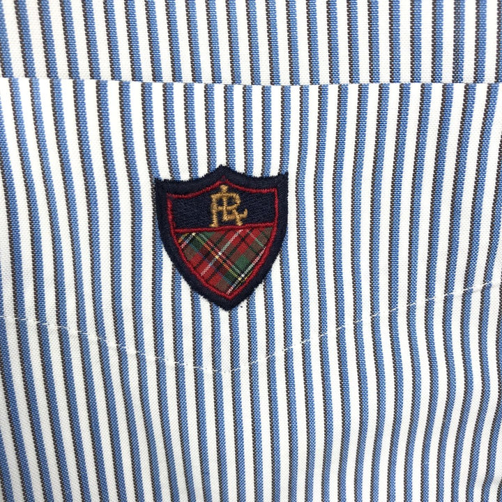 Ralph Lauren TILDEN Long-Sleeve Button-Down Striped Shirt, Men's Size XL (approx.) cotton Blue type light blue Vintage Second Hand