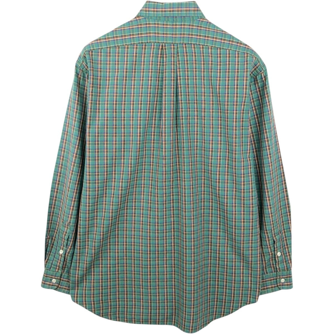 Ralph Lauren BLAIRE long sleeve button down check shirt, men's size M cotton green type Vintage Second Hand
