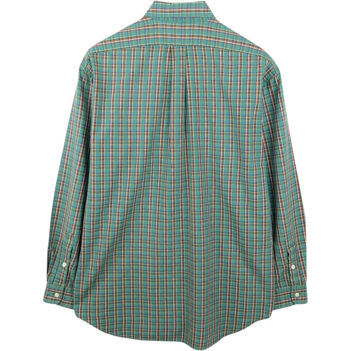 Ralph Lauren BLAIRE long sleeve button down check shirt, men's size M cotton green type Vintage Second Hand