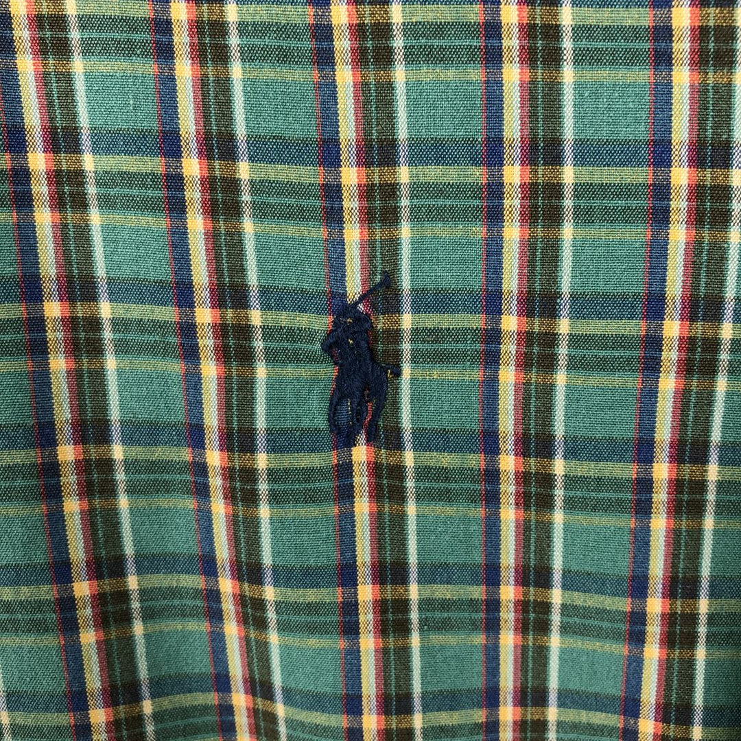 Ralph Lauren BLAIRE long sleeve button down check shirt, men's size M cotton green type Vintage Second Hand