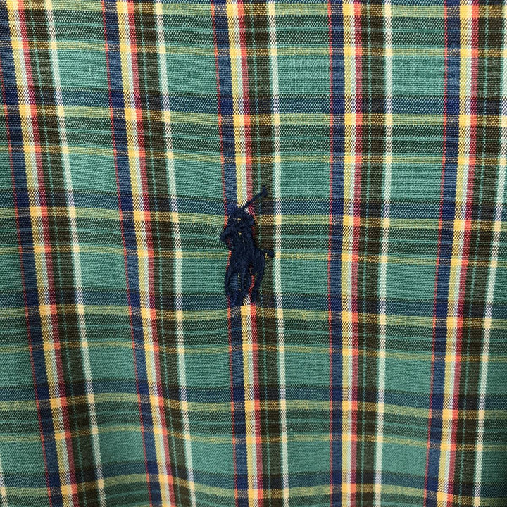 Ralph Lauren BLAIRE long sleeve button down check shirt, men's size M cotton green type Vintage Second Hand