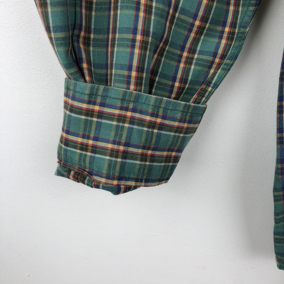 Ralph Lauren BLAIRE long sleeve button down check shirt, men's size M cotton green type Vintage Second Hand