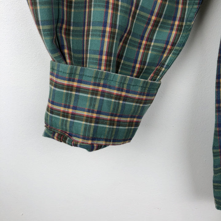 Ralph Lauren BLAIRE long sleeve button down check shirt, men's size M cotton green type Vintage Second Hand