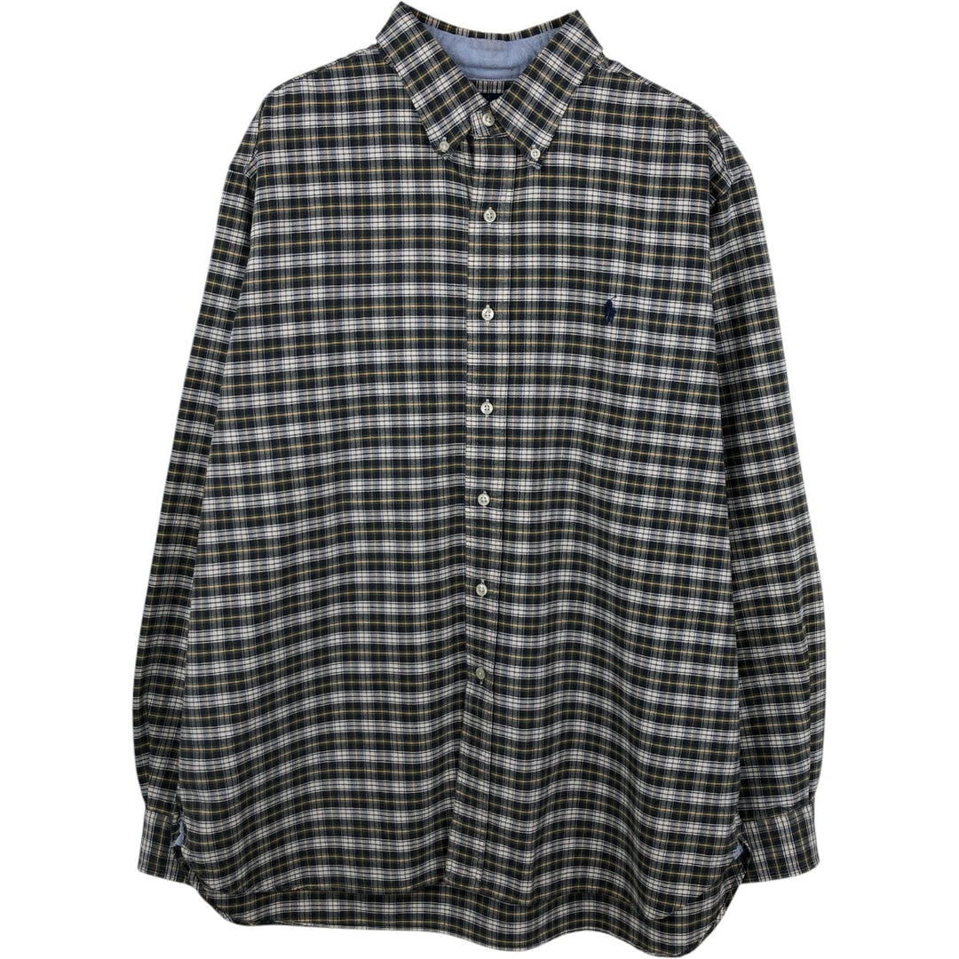 Ralph Lauren Classic Fit Long Sleeve Button Down Check Shirt Men's XL cotton Green type dark green Vintage Second Hand