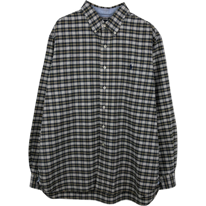 Ralph Lauren Classic Fit Long Sleeve Button Down Check Shirt Men's XL cotton Green type dark green Vintage Second Hand