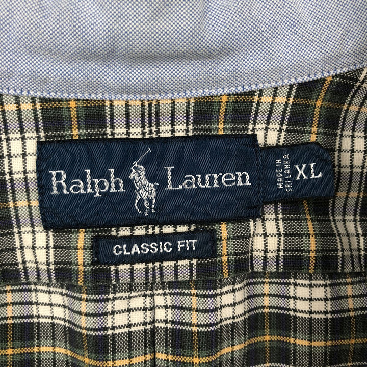 Ralph Lauren Classic Fit Long Sleeve Button Down Check Shirt Men's XL cotton Green type dark green Vintage Second Hand