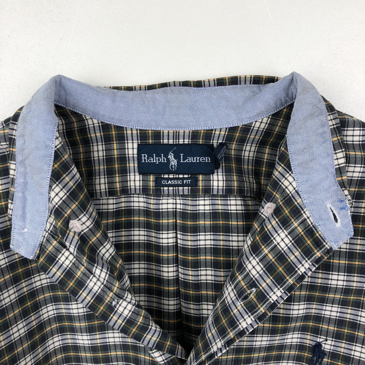 Ralph Lauren Classic Fit Long Sleeve Button Down Check Shirt Men's XL cotton Green type dark green Vintage Second Hand