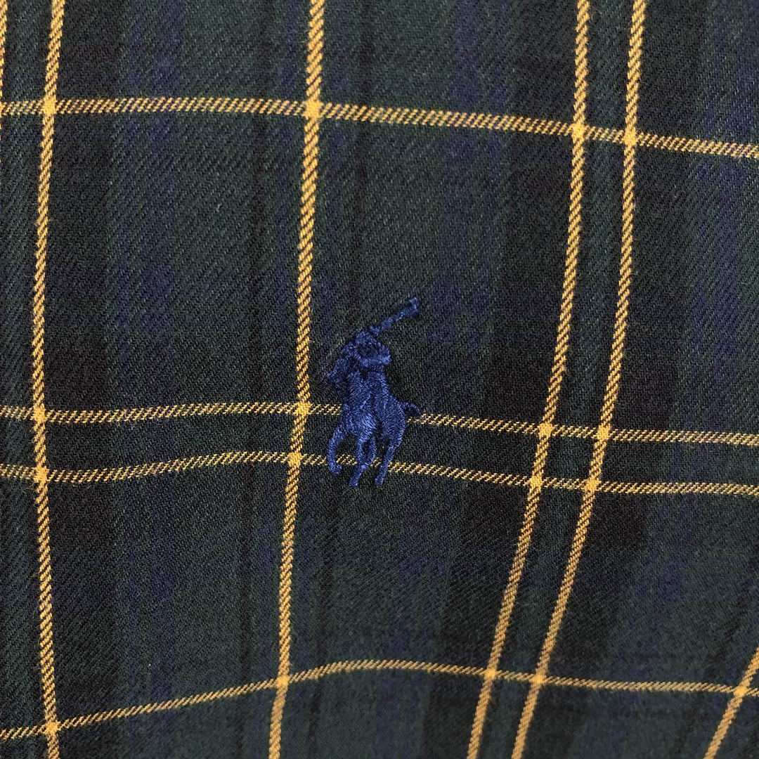 Ralph Lauren CLASSIC FIT Check Pattern Long-Sleeve Button-Down Check Shirt, Men's Size XL (approx.) cotton Green type dark green Vintage Second Hand