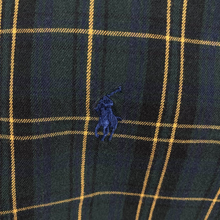 Ralph Lauren CLASSIC FIT Check Pattern Long-Sleeve Button-Down Check Shirt, Men's Size XL (approx.) cotton Green type dark green Vintage Second Hand