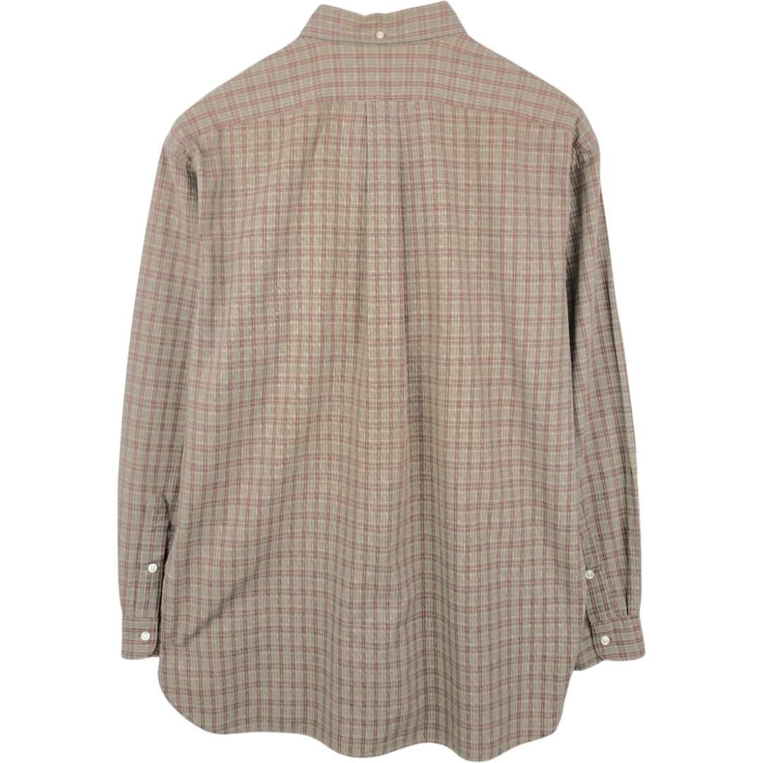 Ralph Lauren MCMEEL long-sleeved button-down check shirt, men's size L cotton Khaki type beige Vintage Second Hand