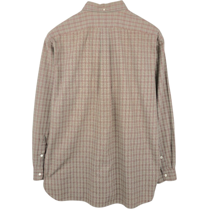 Ralph Lauren MCMEEL long-sleeved button-down check shirt, men's size L cotton Khaki type beige Vintage Second Hand