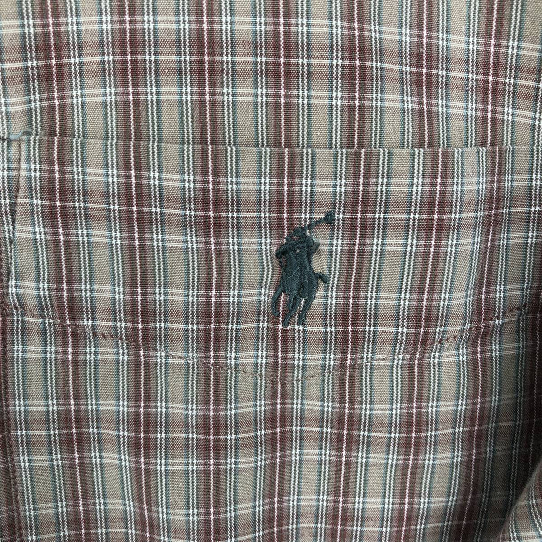 Ralph Lauren MCMEEL long-sleeved button-down check shirt, men's size L cotton Khaki type beige Vintage Second Hand