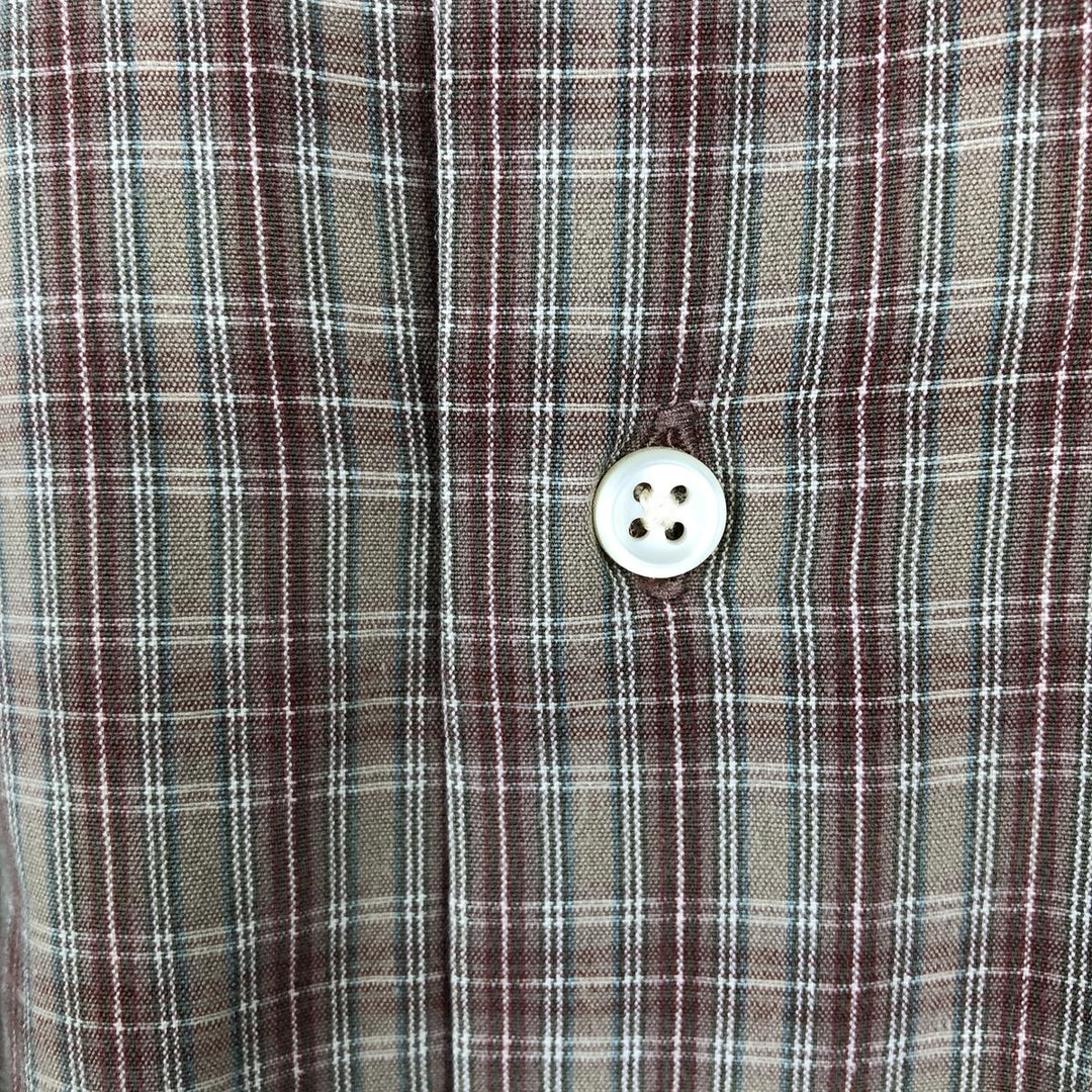 Ralph Lauren MCMEEL long-sleeved button-down check shirt, men's size L cotton Khaki type beige Vintage Second Hand