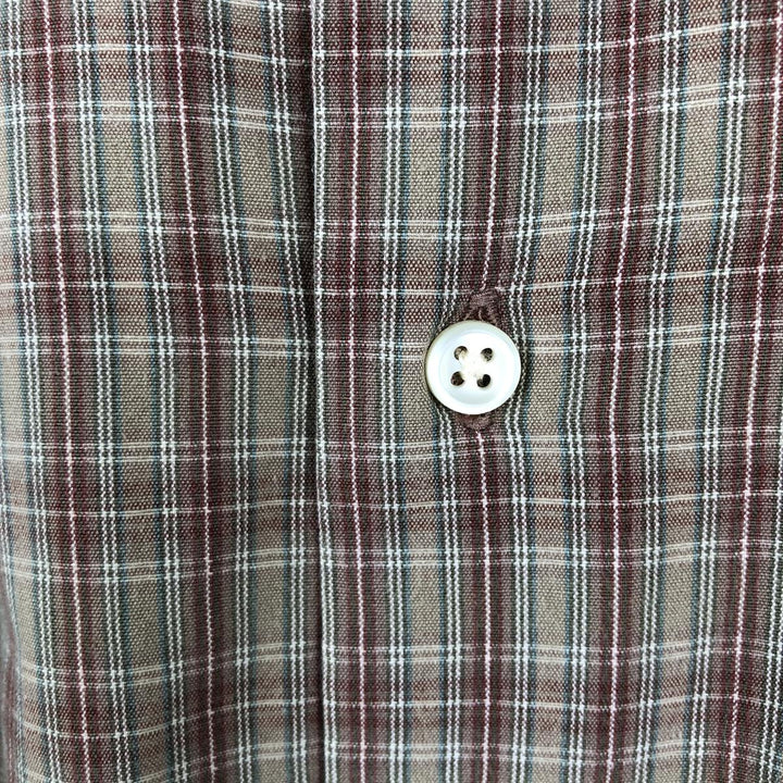 Ralph Lauren MCMEEL long-sleeved button-down check shirt, men's size L cotton Khaki type beige Vintage Second Hand