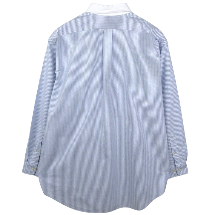 Ralph Lauren YARMOUTH Long-Sleeve Button-Down Striped Shirt, Cleric Shirt, Men's Size XL (approx.) cotton Blue type light blue Vintage Second Hand
