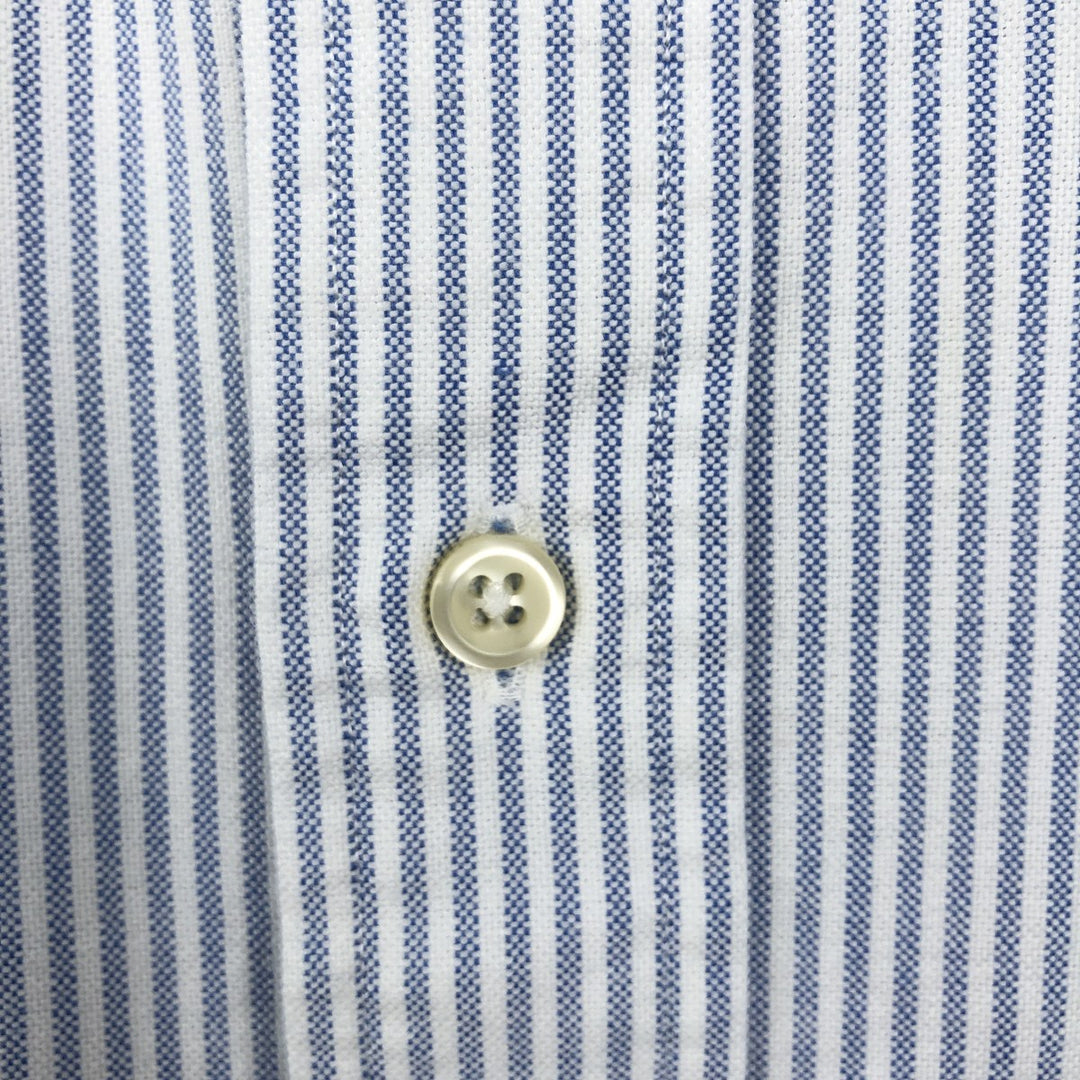 Ralph Lauren YARMOUTH Long-Sleeve Button-Down Striped Shirt, Cleric Shirt, Men's Size XL (approx.) cotton Blue type light blue Vintage Second Hand