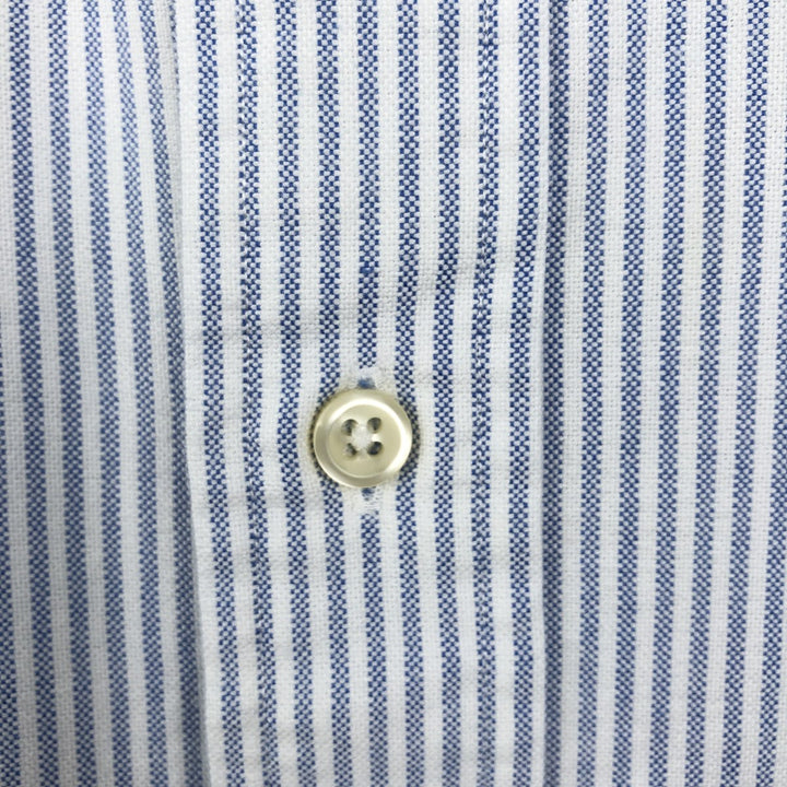 Ralph Lauren YARMOUTH Long-Sleeve Button-Down Striped Shirt, Cleric Shirt, Men's Size XL (approx.) cotton Blue type light blue Vintage Second Hand