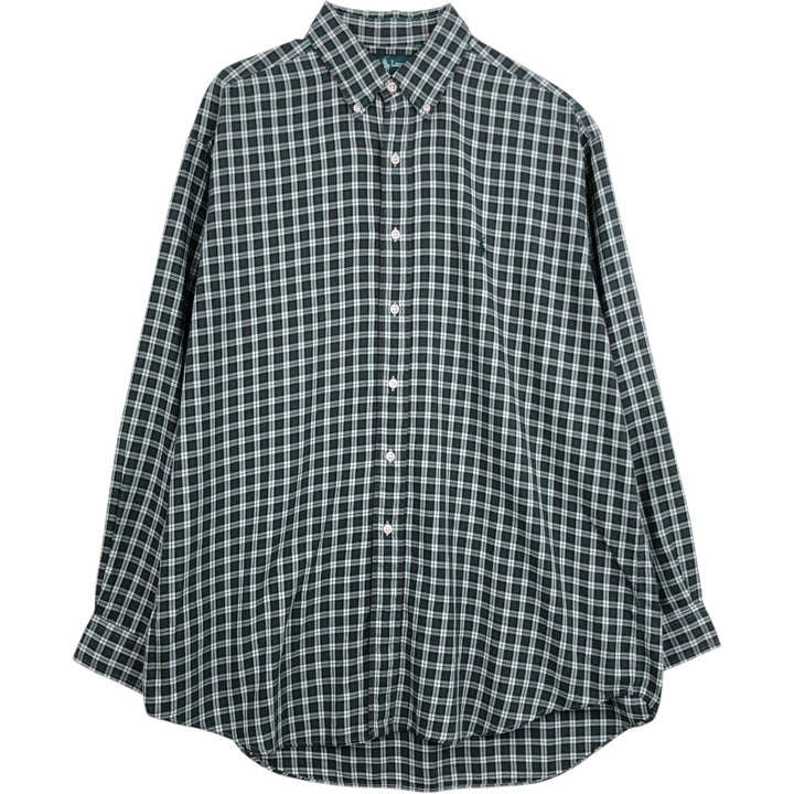Ralph Lauren BLAKE long sleeve button down check shirt, men's size L cotton Green type dark green Vintage Second Hand