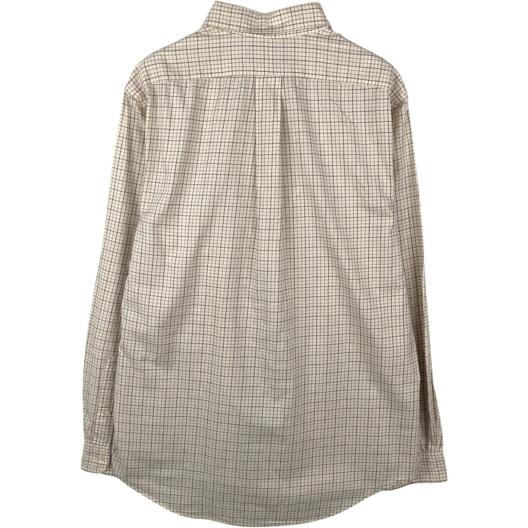 Ralph Lauren CUSTOM FIT long sleeve button down check shirt, men's size L cotton Beige type Vintage Second Hand