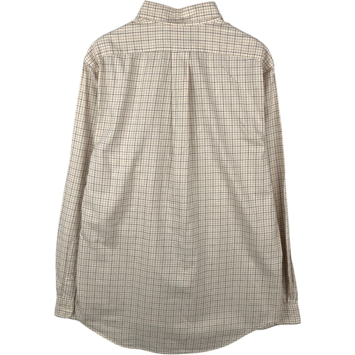 Ralph Lauren CUSTOM FIT long sleeve button down check shirt, men's size L cotton Beige type Vintage Second Hand