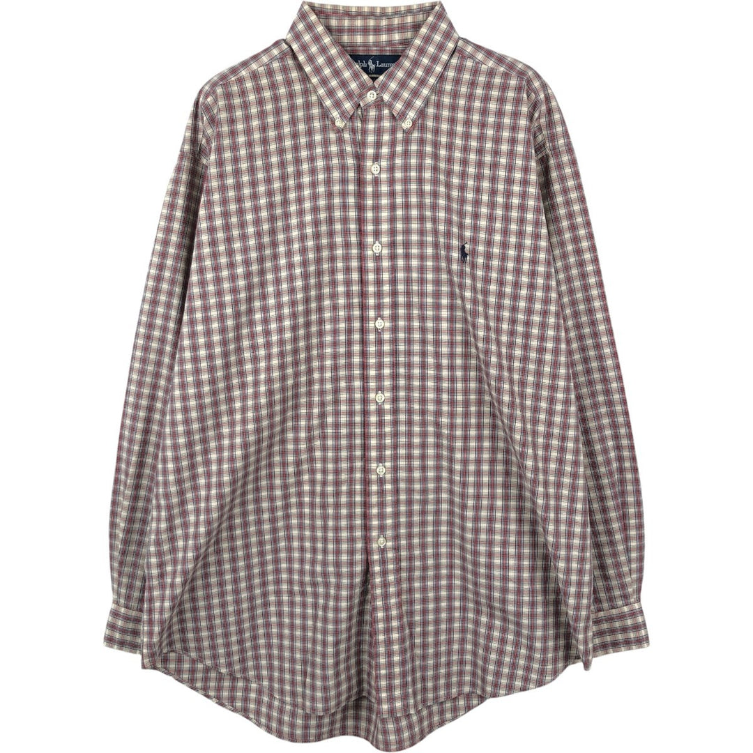 Ralph Lauren BLAKE long sleeve button down check shirt, men's size L cotton red type Vintage Second Hand