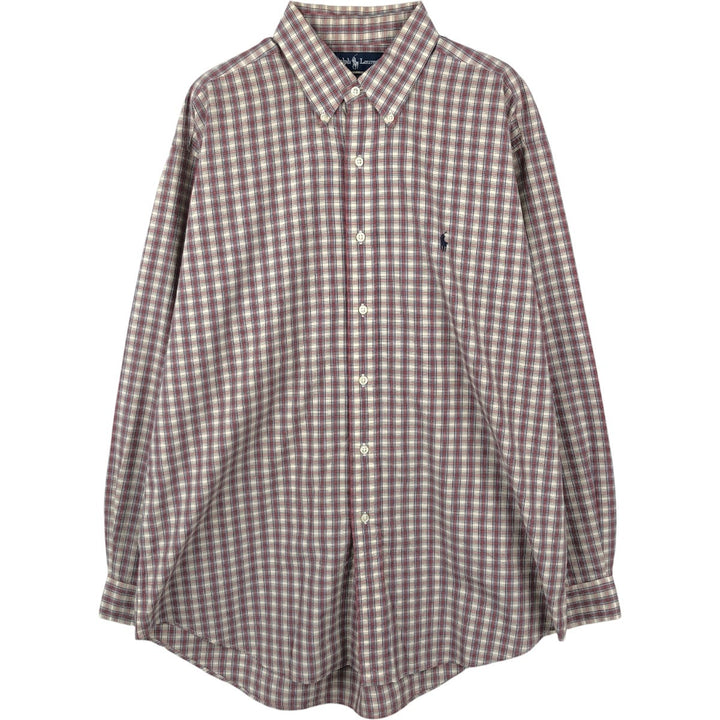 Ralph Lauren BLAKE long sleeve button down check shirt, men's size L cotton red type Vintage Second Hand