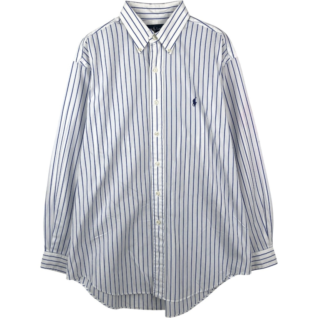 Ralph Lauren YARMOUTH Long Sleeve Button-Down Striped Shirt, Men's Size L cotton white type Vintage Second Hand