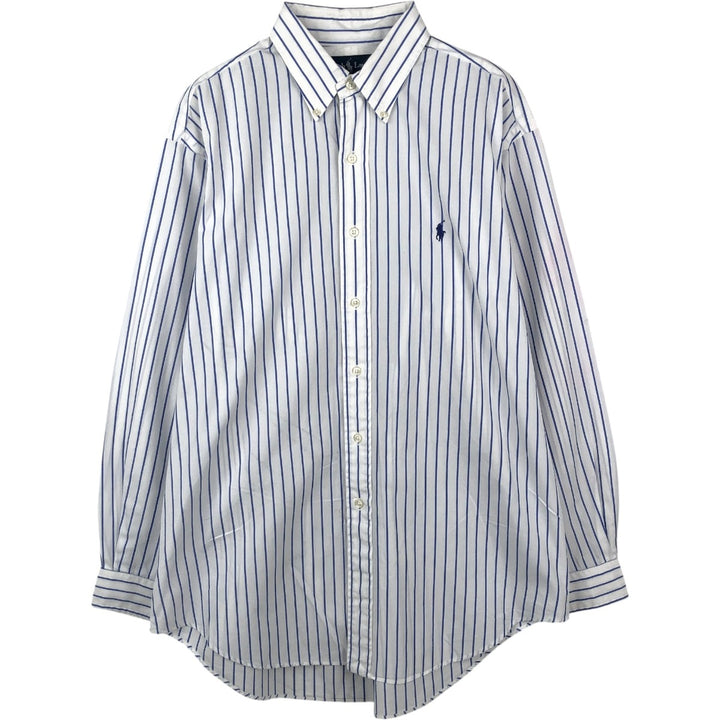 Ralph Lauren YARMOUTH Long Sleeve Button-Down Striped Shirt, Men's Size L cotton white type Vintage Second Hand