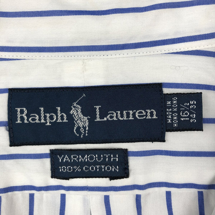 Ralph Lauren YARMOUTH Long Sleeve Button-Down Striped Shirt, Men's Size L cotton white type Vintage Second Hand
