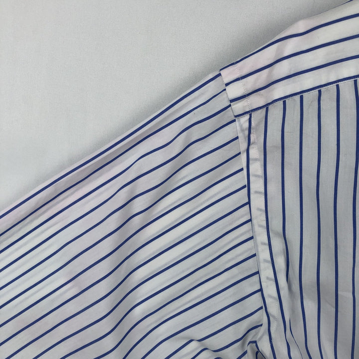 Ralph Lauren YARMOUTH Long Sleeve Button-Down Striped Shirt, Men's Size L cotton white type Vintage Second Hand