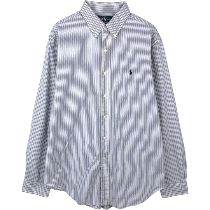 Ralph Lauren Classic Fit Multi-Stripe Long Sleeve Button-Down Striped Shirt, Men's Size L cotton blue type Vintage Second Hand