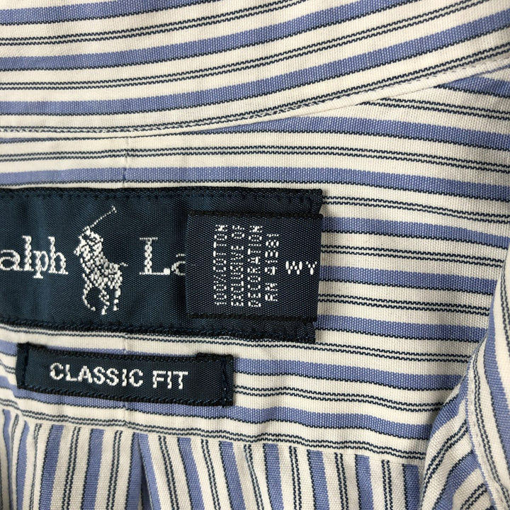 Ralph Lauren Classic Fit Multi-Stripe Long Sleeve Button-Down Striped Shirt, Men's Size L cotton blue type Vintage Second Hand