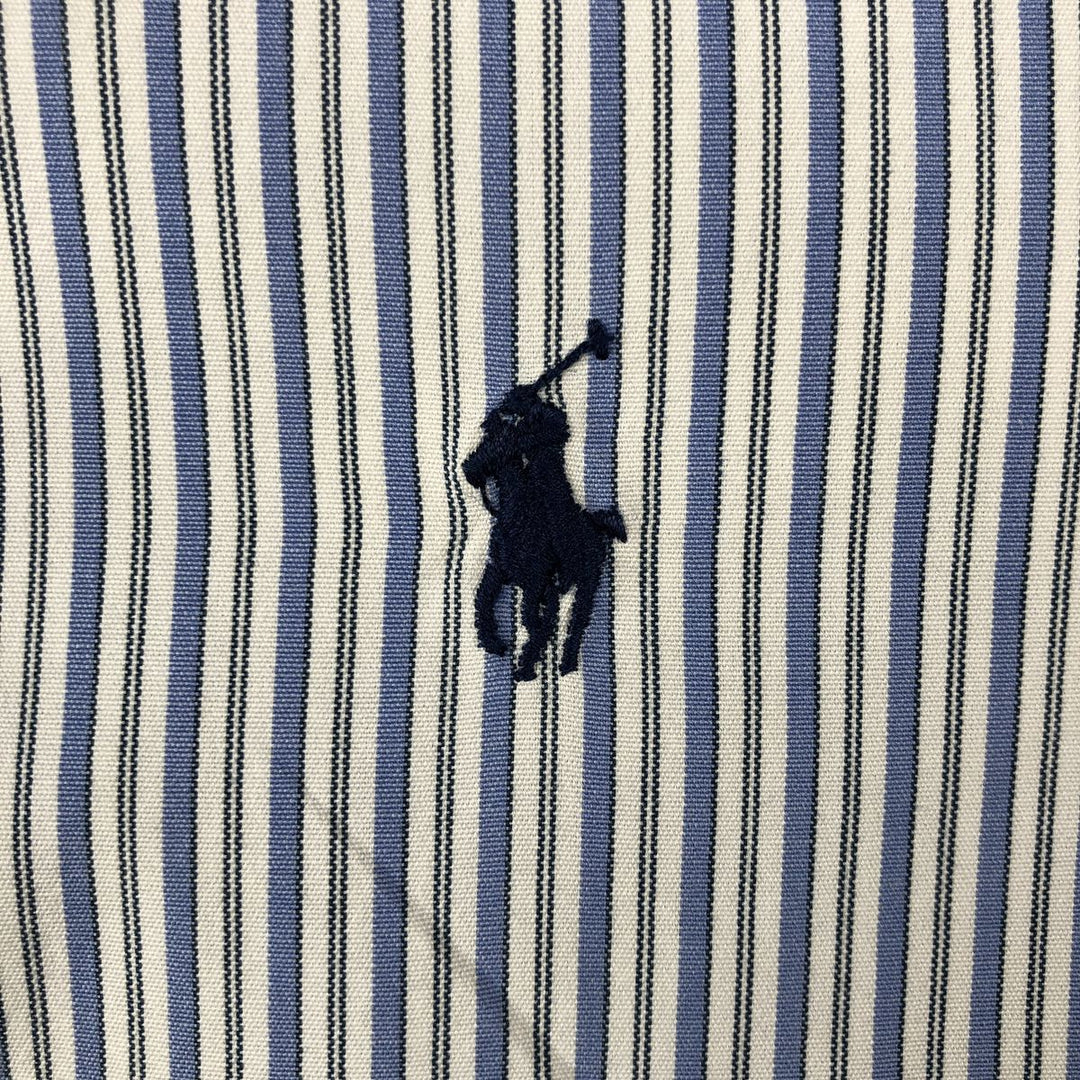Ralph Lauren Classic Fit Multi-Stripe Long Sleeve Button-Down Striped Shirt, Men's Size L cotton blue type Vintage Second Hand