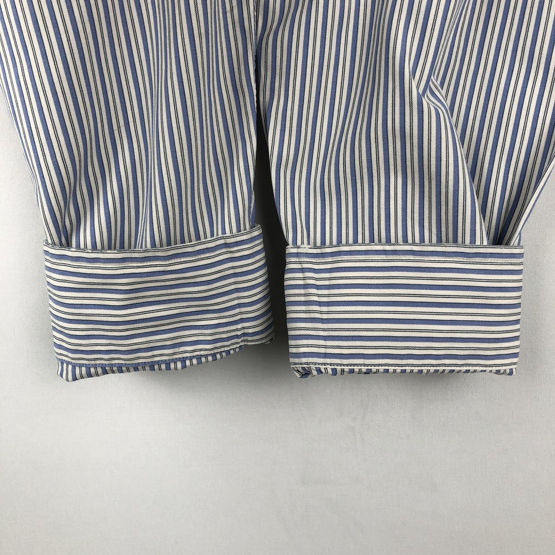 Ralph Lauren Classic Fit Multi-Stripe Long Sleeve Button-Down Striped Shirt, Men's Size L cotton blue type Vintage Second Hand