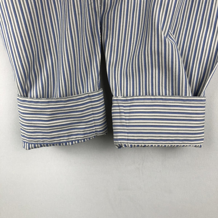 Ralph Lauren Classic Fit Multi-Stripe Long Sleeve Button-Down Striped Shirt, Men's Size L cotton blue type Vintage Second Hand