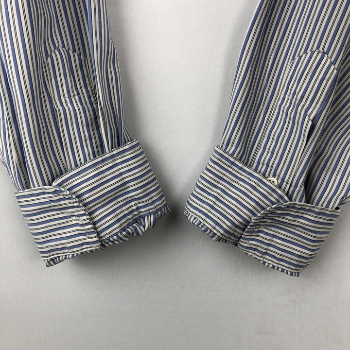 Ralph Lauren Classic Fit Multi-Stripe Long Sleeve Button-Down Striped Shirt, Men's Size L cotton blue type Vintage Second Hand