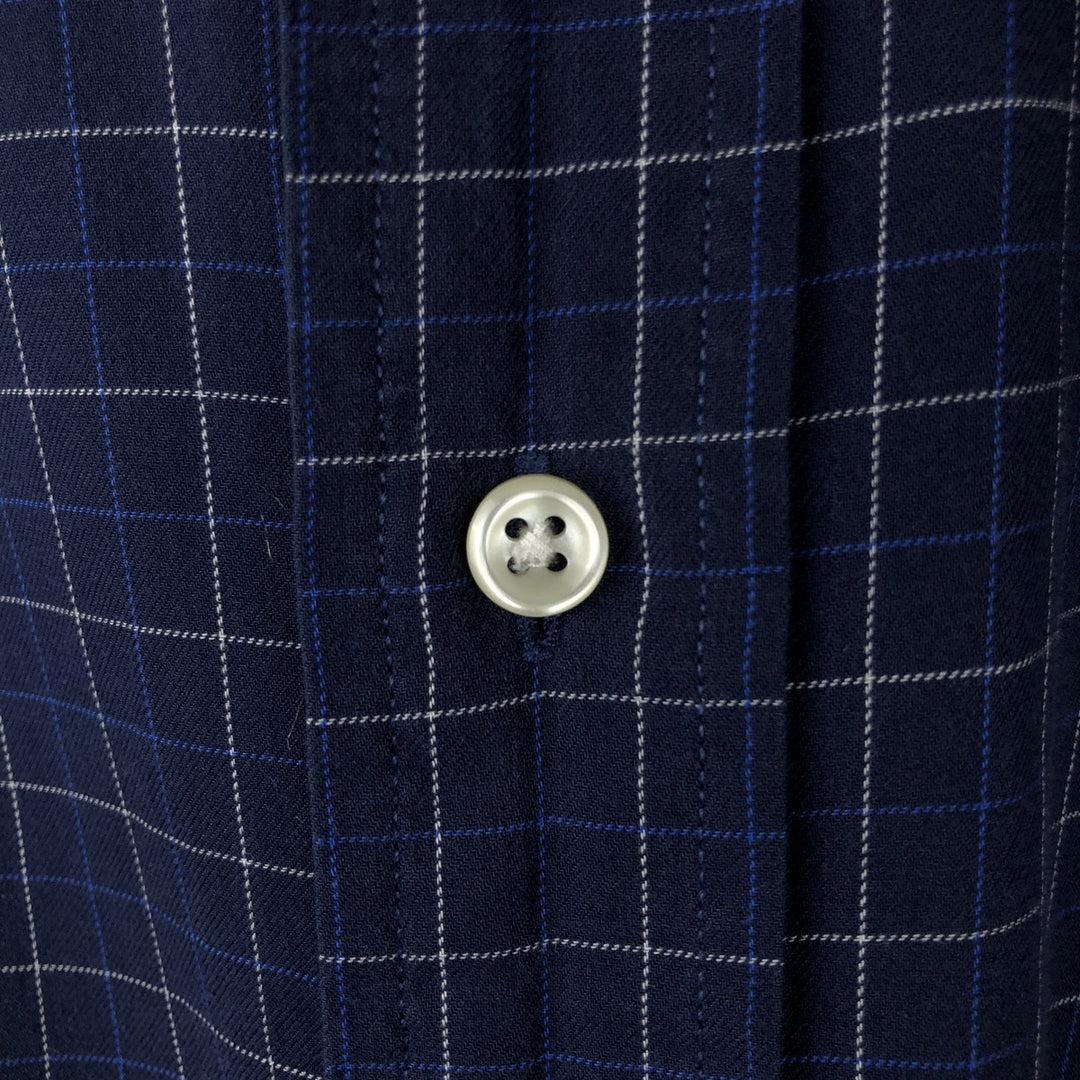 Ralph Lauren BLAKE long sleeve button down check shirt, men's size L cotton navy blue type Vintage Second Hand