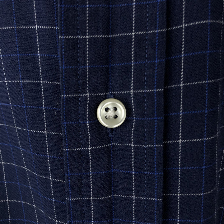 Ralph Lauren BLAKE long sleeve button down check shirt, men's size L cotton navy blue type Vintage Second Hand