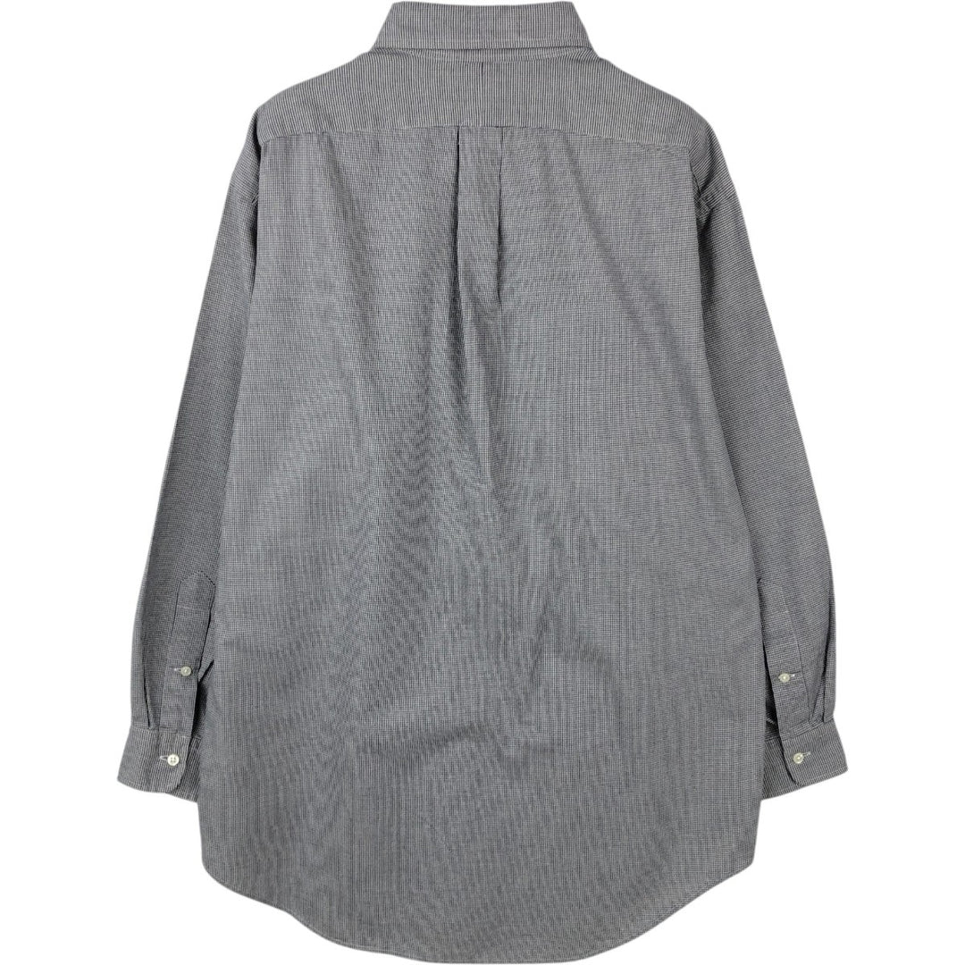 Ralph Lauren YARMOUTH Houndstooth Pattern Long Sleeve Button-Down Check Shirt, Men's Size L cotton gray type Vintage Second Hand