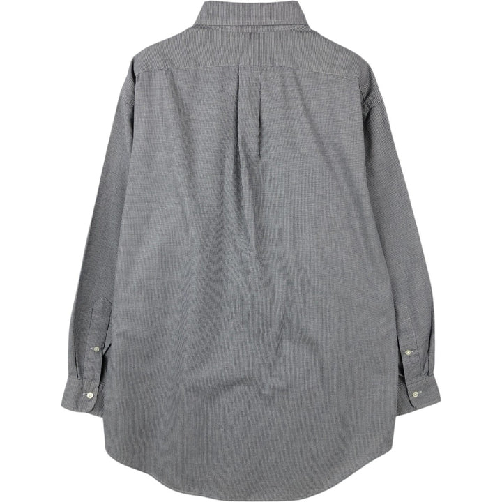 Ralph Lauren YARMOUTH Houndstooth Pattern Long Sleeve Button-Down Check Shirt, Men's Size L cotton gray type Vintage Second Hand