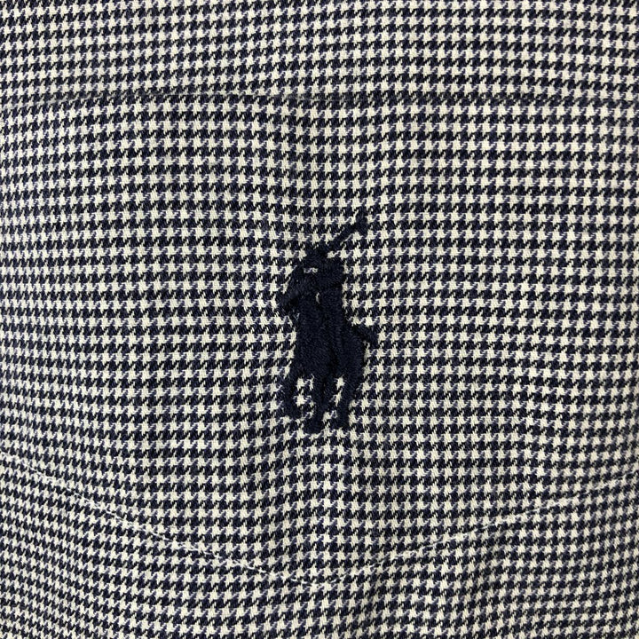 Ralph Lauren YARMOUTH Houndstooth Pattern Long Sleeve Button-Down Check Shirt, Men's Size L cotton gray type Vintage Second Hand