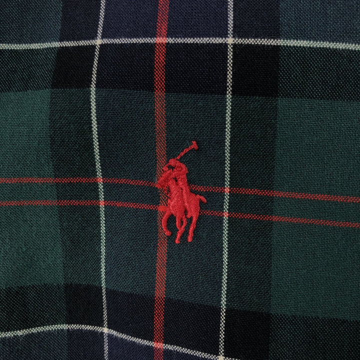 Ralph Lauren BLAKE long sleeve button down check shirt, men's size L cotton Green type dark green Vintage Second Hand