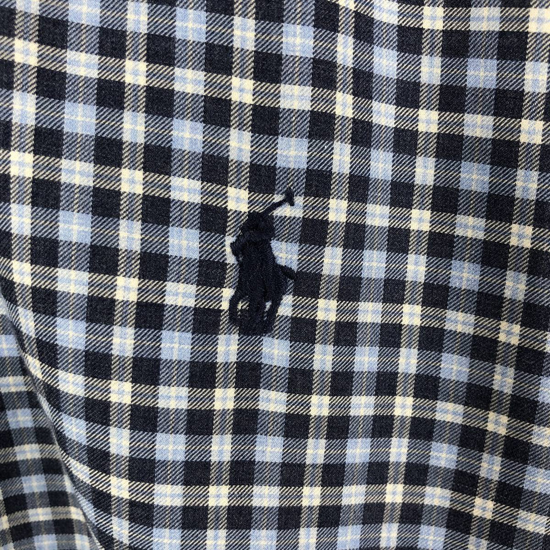 Ralph Lauren POLO RALPH LAUREN SLIM FIT Wide Collar Long Sleeve Cotton Check Shirt, Men's Size L (approx.) cotton navy blue type Vintage Second Hand