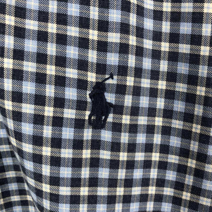 Ralph Lauren POLO RALPH LAUREN SLIM FIT Wide Collar Long Sleeve Cotton Check Shirt, Men's Size L (approx.) cotton navy blue type Vintage Second Hand