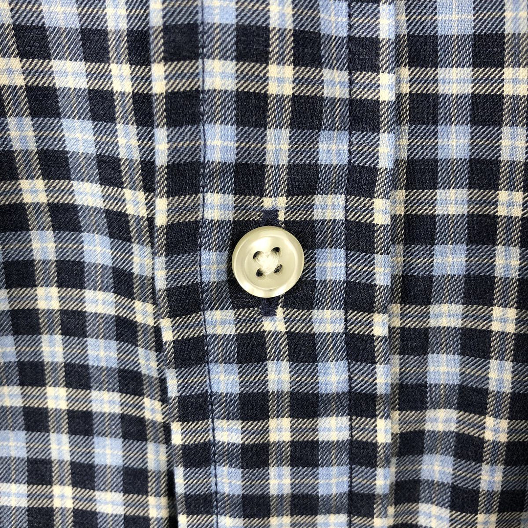 Ralph Lauren POLO RALPH LAUREN SLIM FIT Wide Collar Long Sleeve Cotton Check Shirt, Men's Size L (approx.) cotton navy blue type Vintage Second Hand