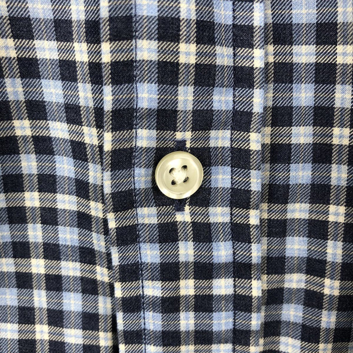 Ralph Lauren POLO RALPH LAUREN SLIM FIT Wide Collar Long Sleeve Cotton Check Shirt, Men's Size L (approx.) cotton navy blue type Vintage Second Hand