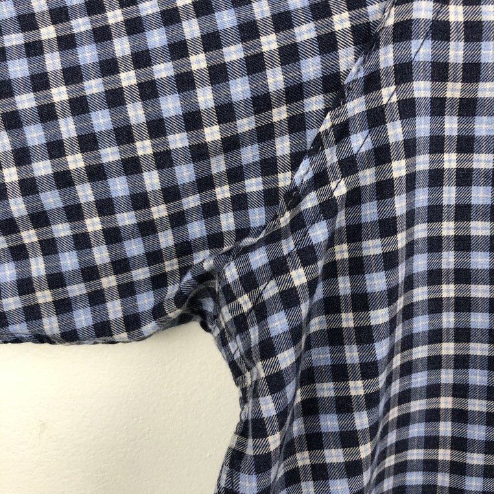 Ralph Lauren POLO RALPH LAUREN SLIM FIT Wide Collar Long Sleeve Cotton Check Shirt, Men's Size L (approx.) cotton navy blue type Vintage Second Hand