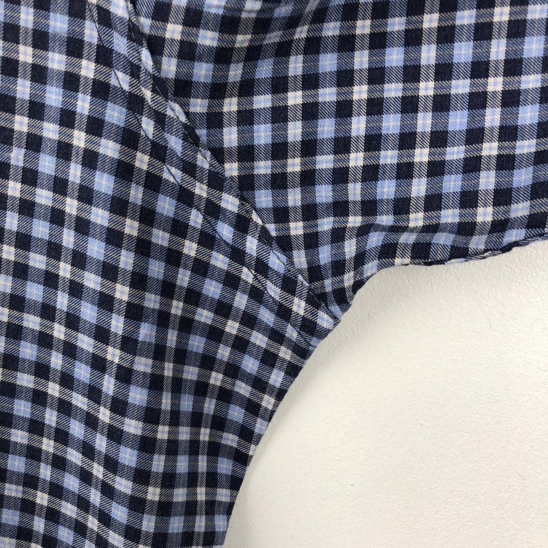 Ralph Lauren POLO RALPH LAUREN SLIM FIT Wide Collar Long Sleeve Cotton Check Shirt, Men's Size L (approx.) cotton navy blue type Vintage Second Hand