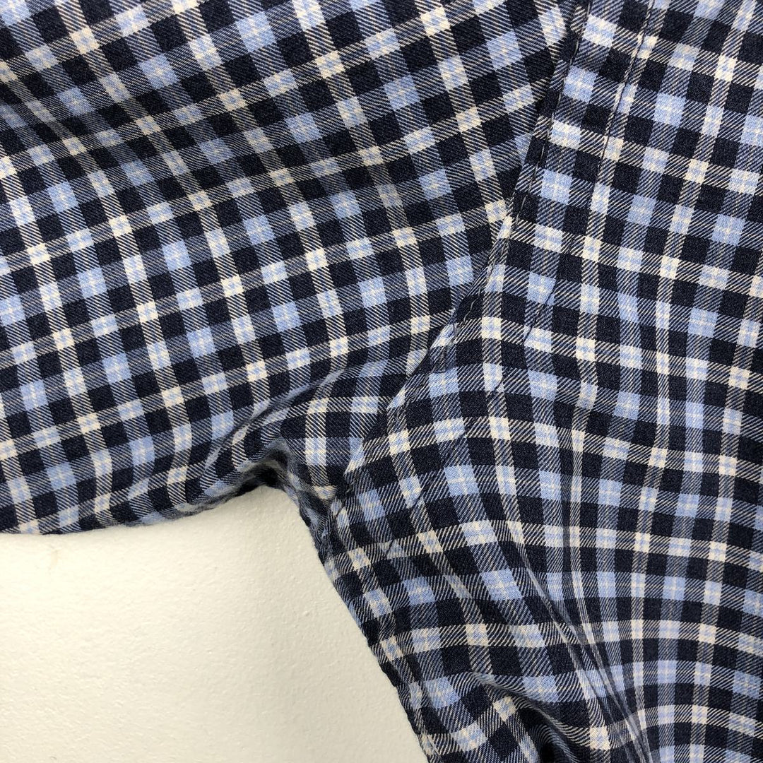 Ralph Lauren POLO RALPH LAUREN SLIM FIT Wide Collar Long Sleeve Cotton Check Shirt, Men's Size L (approx.) cotton navy blue type Vintage Second Hand