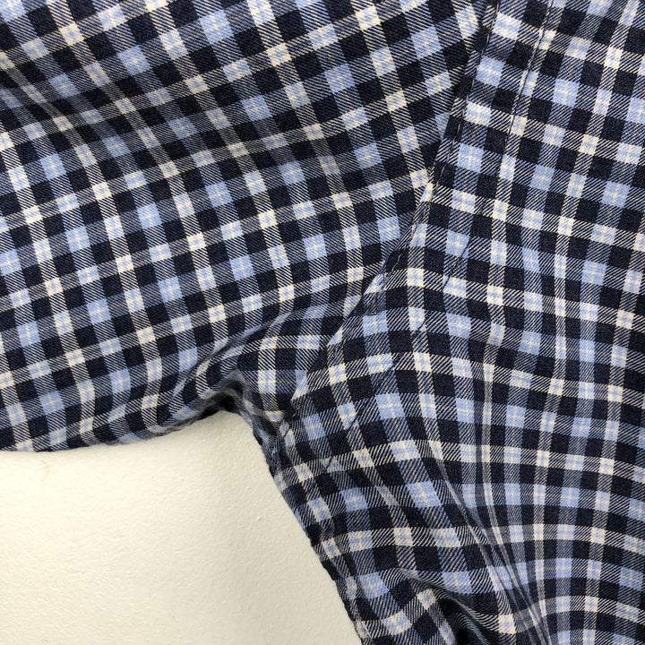 Ralph Lauren POLO RALPH LAUREN SLIM FIT Wide Collar Long Sleeve Cotton Check Shirt, Men's Size L (approx.) cotton navy blue type Vintage Second Hand